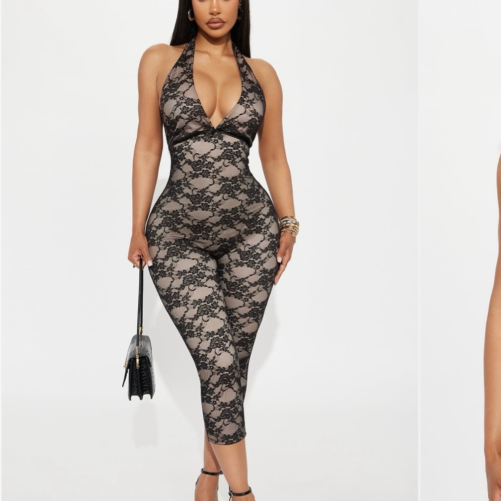 Fashion Nova Black Lace Jumpsuit